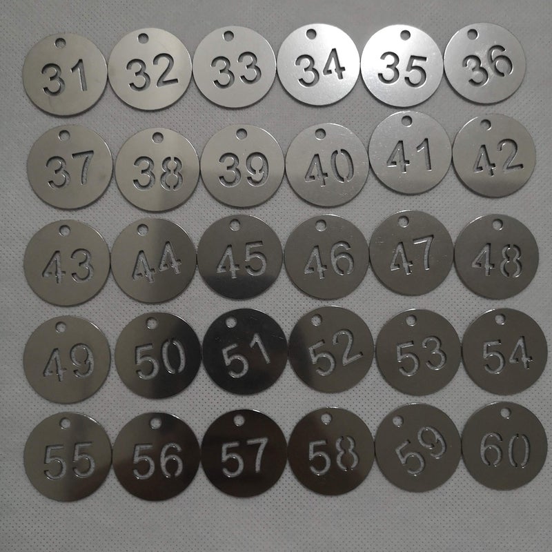 StayMax Diameter 1.18 Inches Bigger Hollowed Stainless Steel Number Tags Key Tags with Rings (1-50) - Image 4